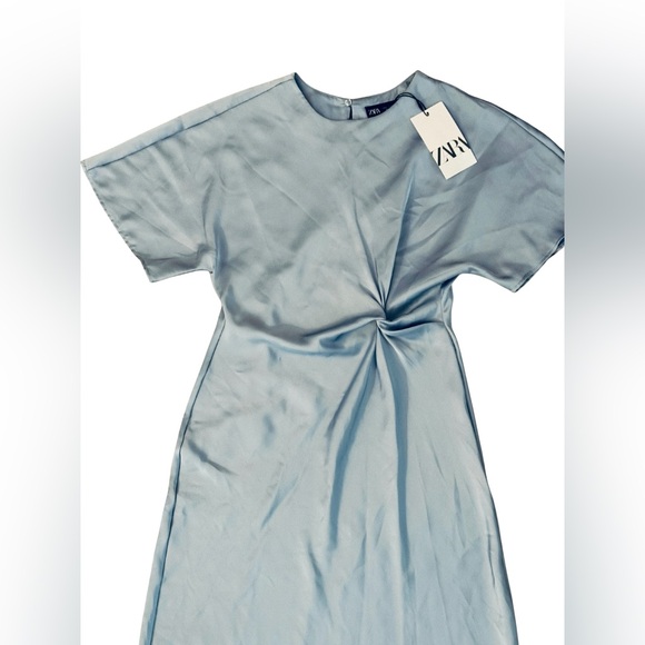 Zara - Blue Satin Midi Dress - Small - NWT - Picture 4 of 5